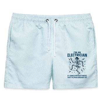 Elektriker Elektromeister - Ich bin Elektriker - Männer Badeshorts - hellblau gestreift - Vorne - AI Model Male 178 light (178cm)