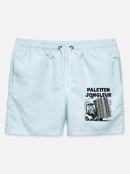 Paletten Jongleur Gabelstapler Lustig - Männer Badeshorts - hellblau gestreift