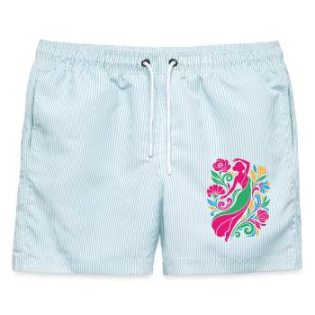 Blumentanz in Farbe - Männer Badeshorts - hellblau gestreift - Vorne - AI Model Male 178 light (178cm)