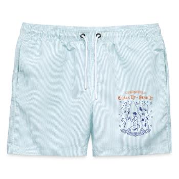 Chalk Up Send It Climbing Rock Adventure - Männer Badeshorts - hellblau gestreift - Vorne - AI Model Male 178 light (178cm)