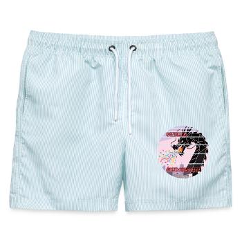Fantasy Street Art - Männer Badeshorts - hellblau gestreift - Vorne - AI Model Male 178 light (178cm)