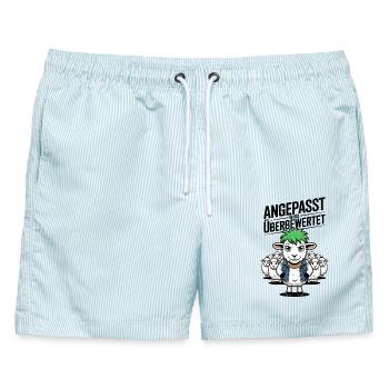 Rebellisches Schaf Nicht-Anpasser Design - Männer Badeshorts - hellblau gestreift - Vorne - AI Model Male 178 light (178cm)