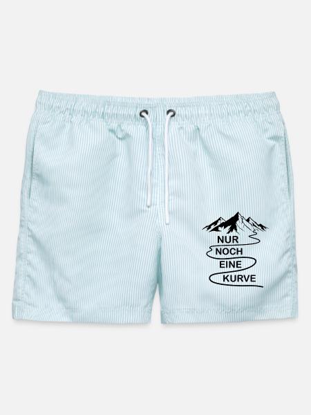 Nur noch eine Kurve lustige Berg und Alpen Sprüche - Männer Badeshorts - hellblau gestreift