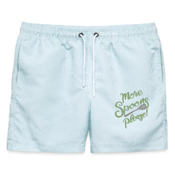 More Spoons please! - Männer Badeshorts - hellblau gestreift - Vorne - AI Model Male 178 light (178cm)