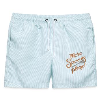 More Spoons please! - Männer Badeshorts - hellblau gestreift - Vorne - AI Model Male 178 light (178cm)