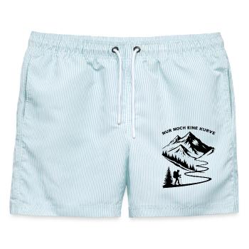 Nur noch eine Kurve lustige Berg und Alpen Sprüche - Männer Badeshorts - hellblau gestreift - Vorne - AI Model Male 178 light (178cm)