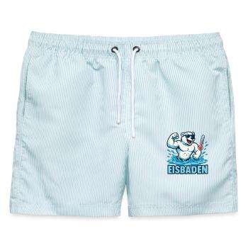 Eisbaden Eisbad PolarBär Fitness - Männer Badeshorts - hellblau gestreift - Vorne - AI Model Male 178 light (178cm)