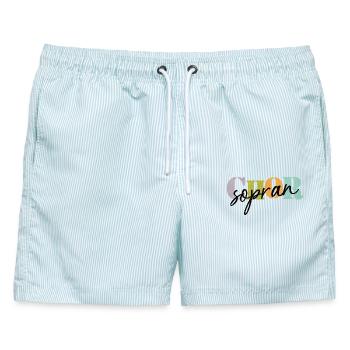 Chor Sopran - Männer Badeshorts - hellblau gestreift - Vorne - AI Model Male 178 light (178cm)
