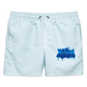 Graffiti NAIM Name Geschenk Ideal druckbar auf - Männer Badeshorts - hellblau gestreift - Vorne - AI Model Male 178 light (178cm)