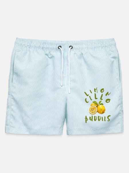Limoncello Buddies - Männer Badeshorts - hellblau gestreift