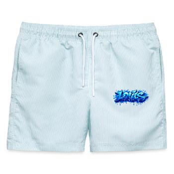 Graffiti LOUIS Name Geschenk Ideal Druckbar - Männer Badeshorts - hellblau gestreift - Vorne - AI Model Male 178 light (178cm)