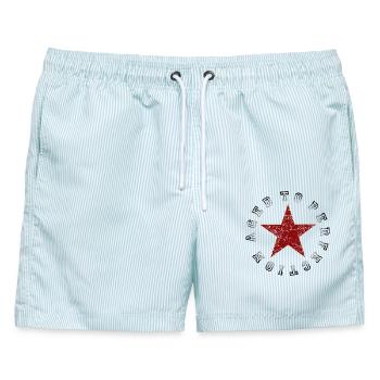 Aged To Perfection Geburtstagsgeschenk jedes Alter - Männer Badeshorts - hellblau gestreift - Vorne - AI Model Male 178 light (178cm)