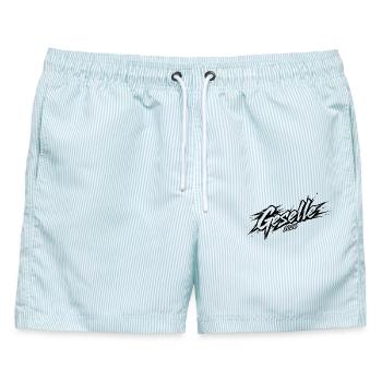 Geselle 2026 - Männer Badeshorts - hellblau gestreift - Vorne - AI Model Male 178 light (178cm)