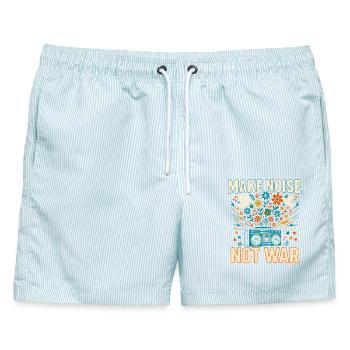 make noise not war, peace music shirt - Männer Badeshorts - hellblau gestreift - Vorne - AI Model Male 178 light (178cm)