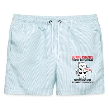 Verlassen, Kollege und neuer Job, viel Glück - Männer Badeshorts - hellblau gestreift - Vorne - AI Model Male 178 light (178cm)