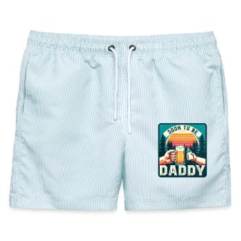 Bald Papa, Werdender Papa, Zukünftiger Vater - Männer Badeshorts - hellblau gestreift - Vorne - AI Model Male 178 light (178cm)
