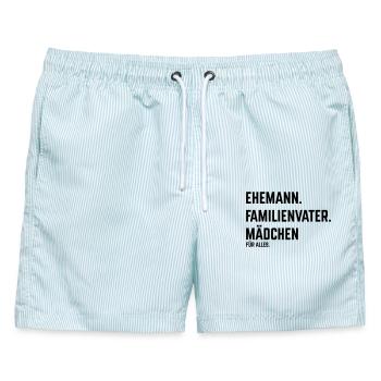 Ehemann Familienvater Mädchen Für Alles (Black) - Männer Badeshorts - hellblau gestreift - Vorne - AI Model Male 178 light (178cm)