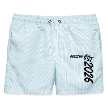 Master Est. 2026 - Männer Badeshorts - hellblau gestreift - Vorne - AI Model Male 178 light (178cm)