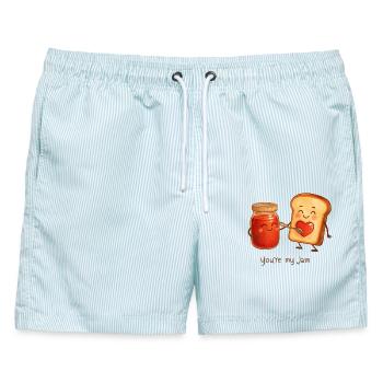 You are my Jam funny Love Toast with Jam  - Männer Badeshorts - hellblau gestreift - Vorne - AI Model Male 178 light (178cm)