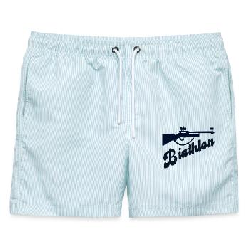Winter Sport Biathlon - Männer Badeshorts - hellblau gestreift - Vorne - AI Model Male 178 light (178cm)