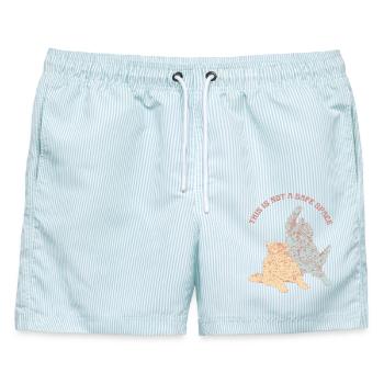 DAS IST KEIN SICHERER ORT - Männer Badeshorts - hellblau gestreift - Vorne - AI Model Male 178 light (178cm)