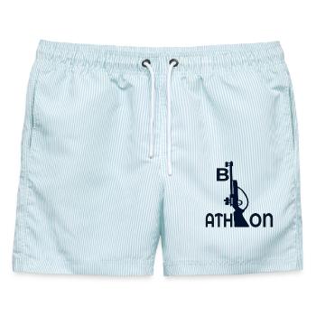 Biathlon-Wintersport - Männer Badeshorts - hellblau gestreift - Vorne - AI Model Male 178 light (178cm)
