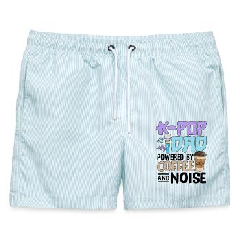 K Pop Dad Powered By Coffee And Noise - Männer Badeshorts - hellblau gestreift - Vorne - AI Model Male 178 light (178cm)