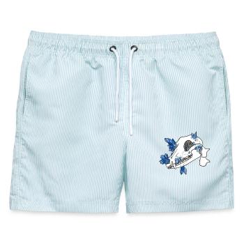 Kristallschädel - Canidae (von Leni Riosa) - Männer Badeshorts - hellblau gestreift - Vorne - AI Model Male 178 light (178cm)