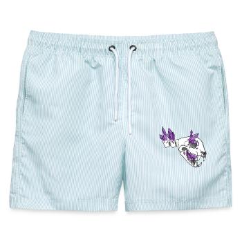 Kristallschädel - Felidae (von Leni Riosa) - Männer Badeshorts - hellblau gestreift - Vorne - AI Model Male 178 light (178cm)