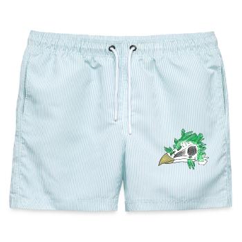 Kristallschädel - Vogel (von Leni Riosa) - Männer Badeshorts - hellblau gestreift - Vorne - AI Model Male 178 light (178cm)