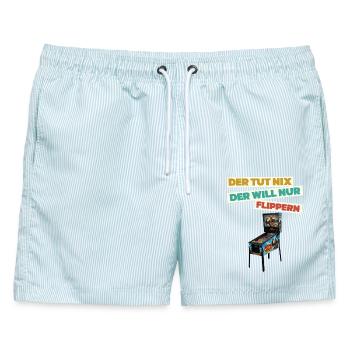 Pinball Arcade Der tut nix - Männer Badeshorts - hellblau gestreift - Vorne - AI Model Male 178 light (178cm)