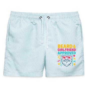 beard girlfriend approved, valentinstag geschenk - Männer Badeshorts - hellblau gestreift - Vorne - AI Model Male 178 light (178cm)