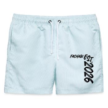 Fachabi 2026 - Männer Badeshorts - hellblau gestreift - Vorne - AI Model Male 178 light (178cm)