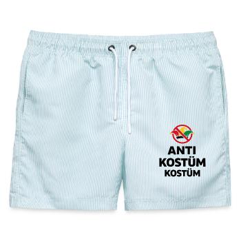 Anti Kostüm Kostüm – Verkleidung Faschingsmuffel - Männer Badeshorts - hellblau gestreift - Vorne - AI Model Male 178 light (178cm)