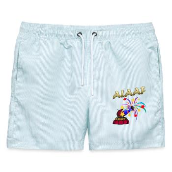 Alaaf Karneval Feuerwerk Fasching - Männer Badeshorts - hellblau gestreift - Vorne - AI Model Male 178 light (178cm)
