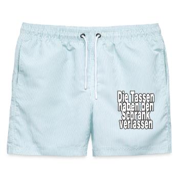 Die Tassen haben den Schrank verlassen! - Männer Badeshorts - hellblau gestreift - Vorne - AI Model Male 178 light (178cm)