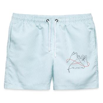 Forever Pinky Promise - Männer Badeshorts - hellblau gestreift - Vorne - AI Model Male 178 light (178cm)
