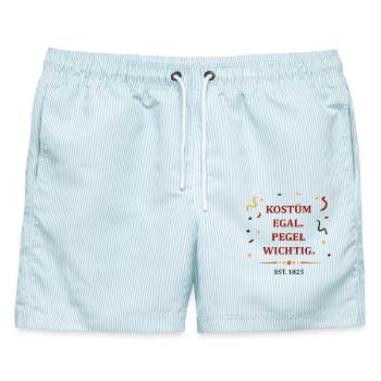 Kostüm egal. Pegel wichtig. – Karneval Party Shirt - Männer Badeshorts - hellblau gestreift - Vorne - AI Model Male 178 light (178cm)