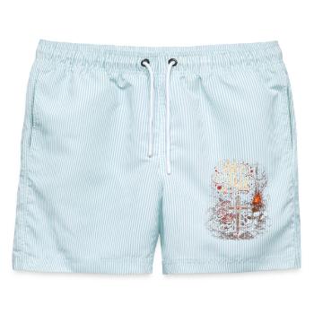 Dark Romance Booktok Yes, Sir - Männer Badeshorts - hellblau gestreift - Vorne - AI Model Male 178 light (178cm)