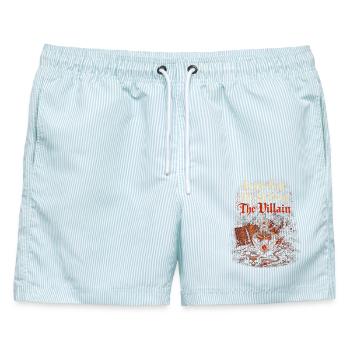Dark Romance Booktok We All Want The Villain - Männer Badeshorts - hellblau gestreift - Vorne - AI Model Male 178 light (178cm)