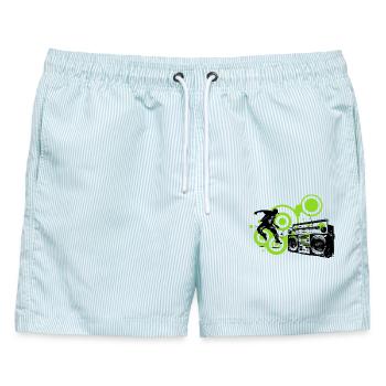 Circles Lime Abstract Schwarzer Tänzer Hip Hop - Männer Badeshorts - hellblau gestreift - Vorne - AI Model Male 178 light (178cm)