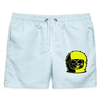 Skull Helm Popart - Männer Badeshorts - hellblau gestreift - Vorne - AI Model Male 178 light (178cm)