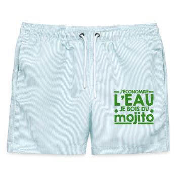 Mojito Humor-Phrase Mojito-Cocktail - Männer Badeshorts - hellblau gestreift - Vorne - AI Model Male 178 light (178cm)