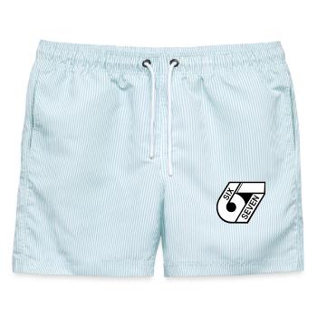 67 Six Seven - Männer Badeshorts - hellblau gestreift - Vorne - AI Model Male 178 light (178cm)