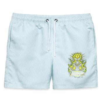 Energy Drink Sipping LIghtning Daily - Männer Badeshorts - hellblau gestreift - Vorne - AI Model Male 178 light (178cm)