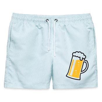Maßkrug (Bier / Bierseidel / Bierglas / R /// 2C)  - Männer Badeshorts - hellblau gestreift - Vorne - AI Model Male 178 light (178cm)