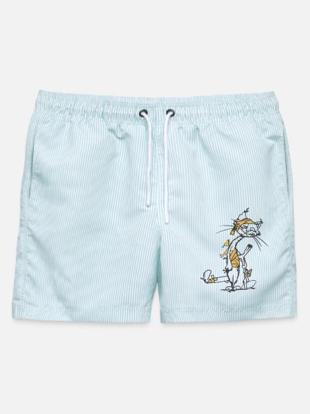Resilient_Cat - Männer Badeshorts - hellblau gestreift