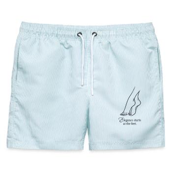 Eleganz zu Füßen - Männer Badeshorts - hellblau gestreift - Vorne - AI Model Male 178 light (178cm)