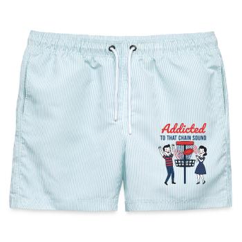 Süchtig nach diesem Kettensound Disc Golf Flying Disc - Männer Badeshorts - hellblau gestreift - Vorne - AI Model Male 178 light (178cm)
