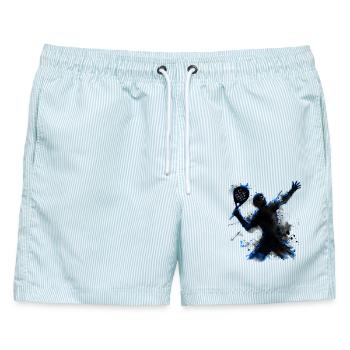 Padel - Männer Badeshorts - hellblau gestreift - Vorne - AI Model Male 178 light (178cm)